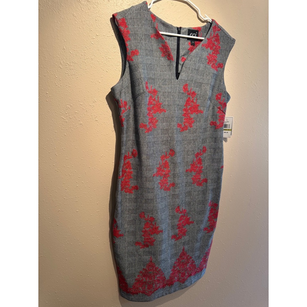 New with Tags ECI New York Women Grey Embroidered Sheath Dress - Picture 2 of 6